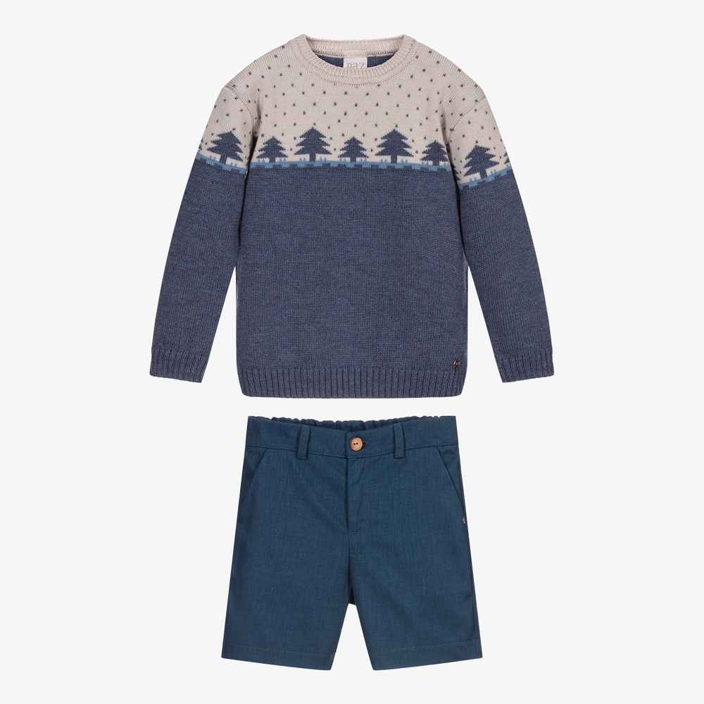 PAZ Rodríguez-Blue Sweater & Shorts Set | Childrensalon Outlet