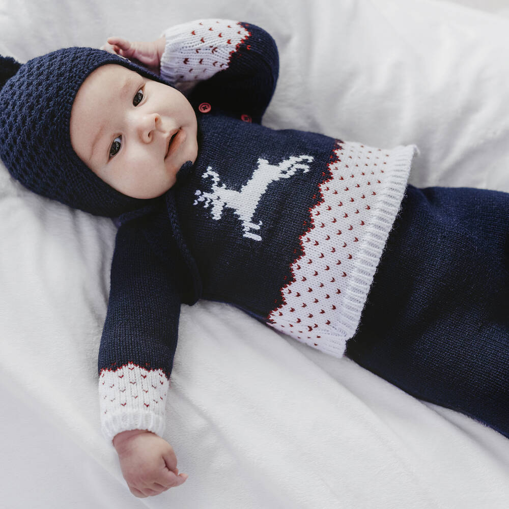 PAZ Rodríguez-Blue Wool 2 Piece Babygrow | Childrensalon Outlet