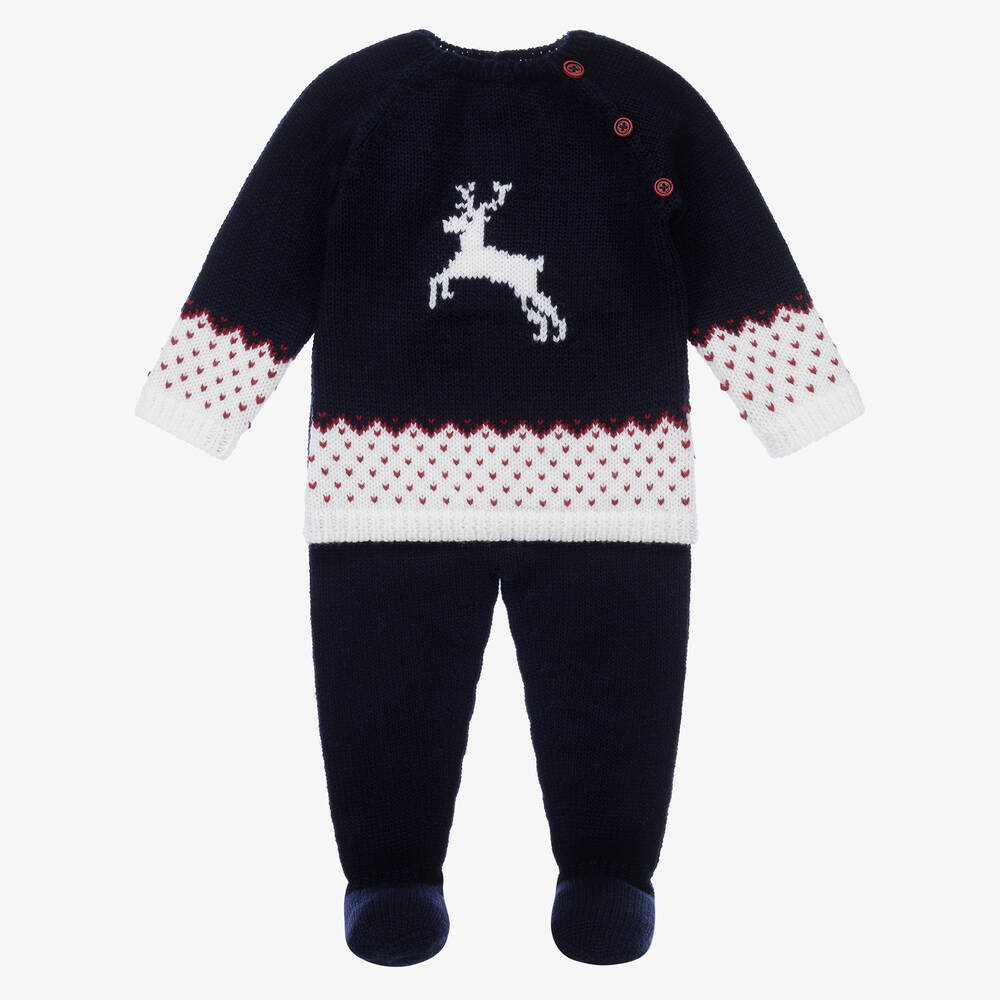 Paz Rodríguez - Blue Wool 2 Piece Babygrow | Childrensalon