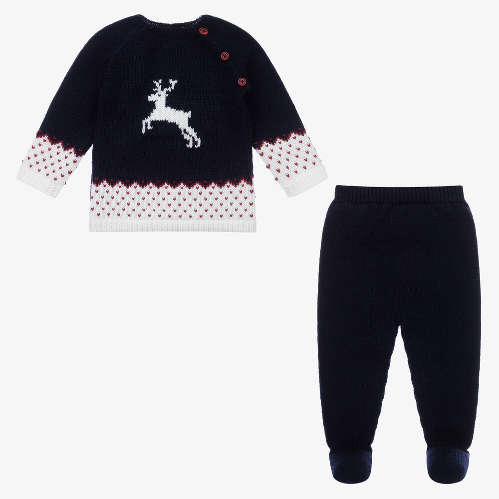 PAZ Rodríguez-Blue Wool 2 Piece Babygrow | Childrensalon Outlet