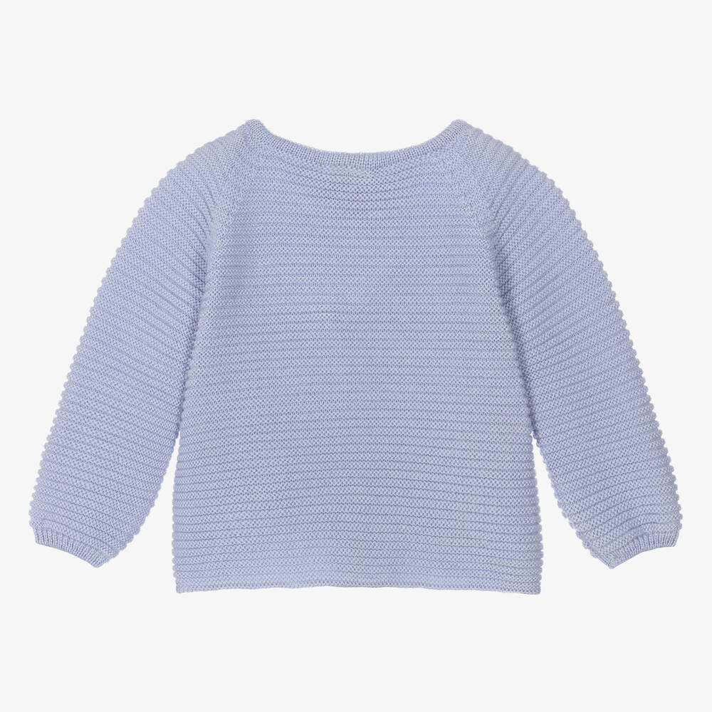 PAZ Rodríguez-Blue Wool Baby Cardigan | Childrensalon Outlet