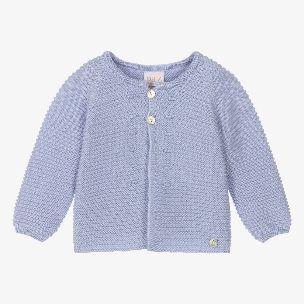 Paz Rodríguez - Blue Wool Baby Cardigan | Childrensalon