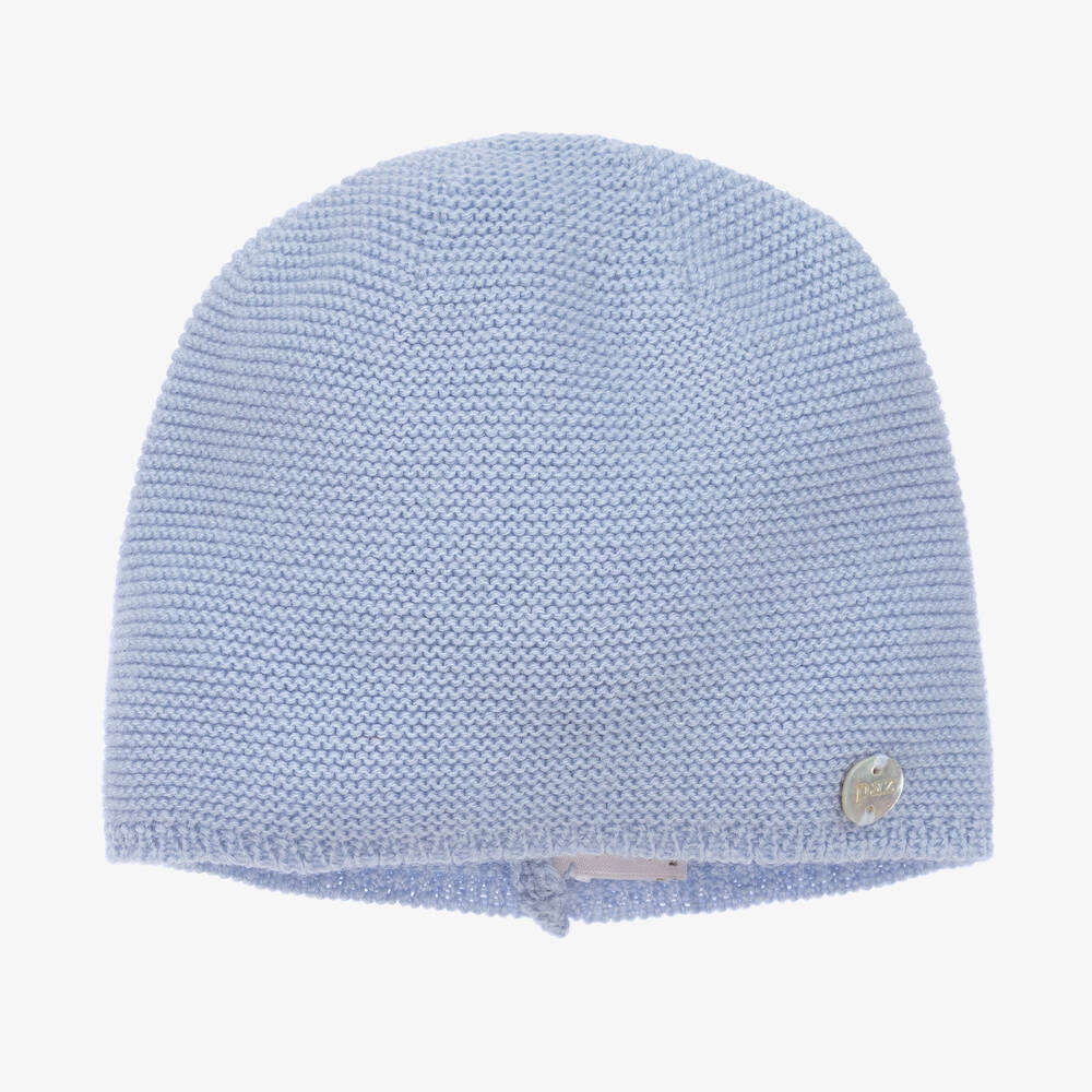 PAZ Rodríguez-Blue Wool Knit Baby Girls Hat | Childrensalon Outlet