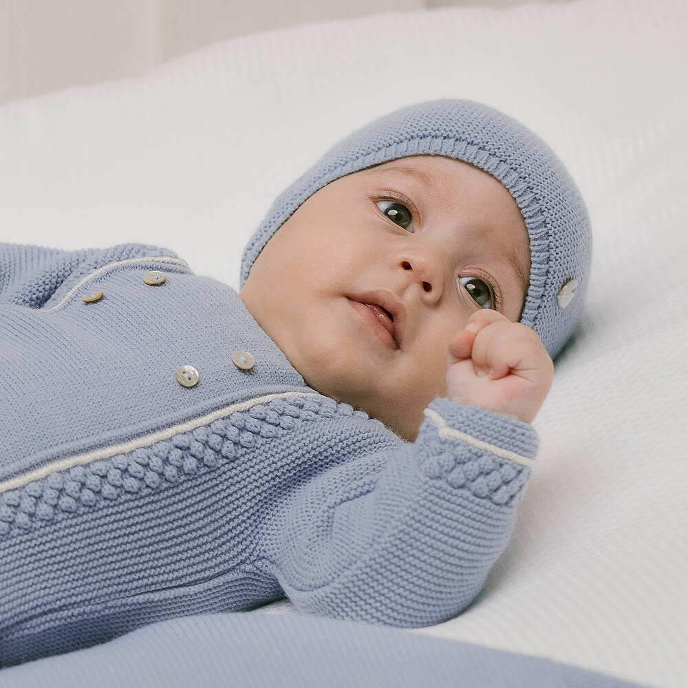 PAZ Rodríguez-Blue Wool Knit Baby Girls Hat | Childrensalon Outlet