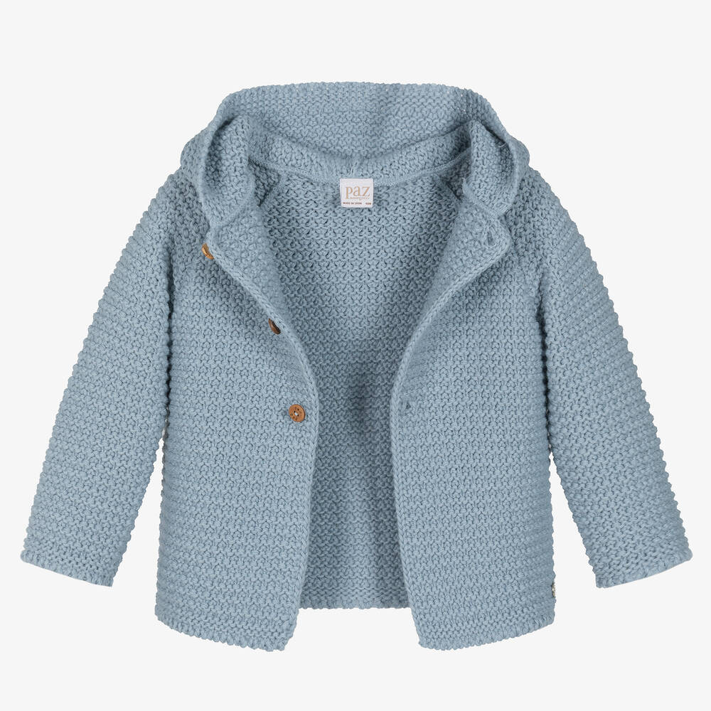 باز رودريغيز-جاكيت هودي مزيج صوف مارينو محبوك لون أزرق | Childrensalon Outlet