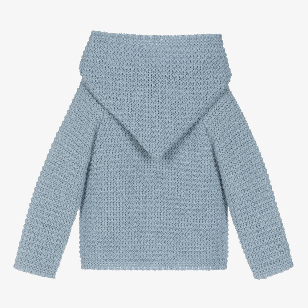 باز رودريغيز-جاكيت هودي مزيج صوف مارينو محبوك لون أزرق | Childrensalon Outlet