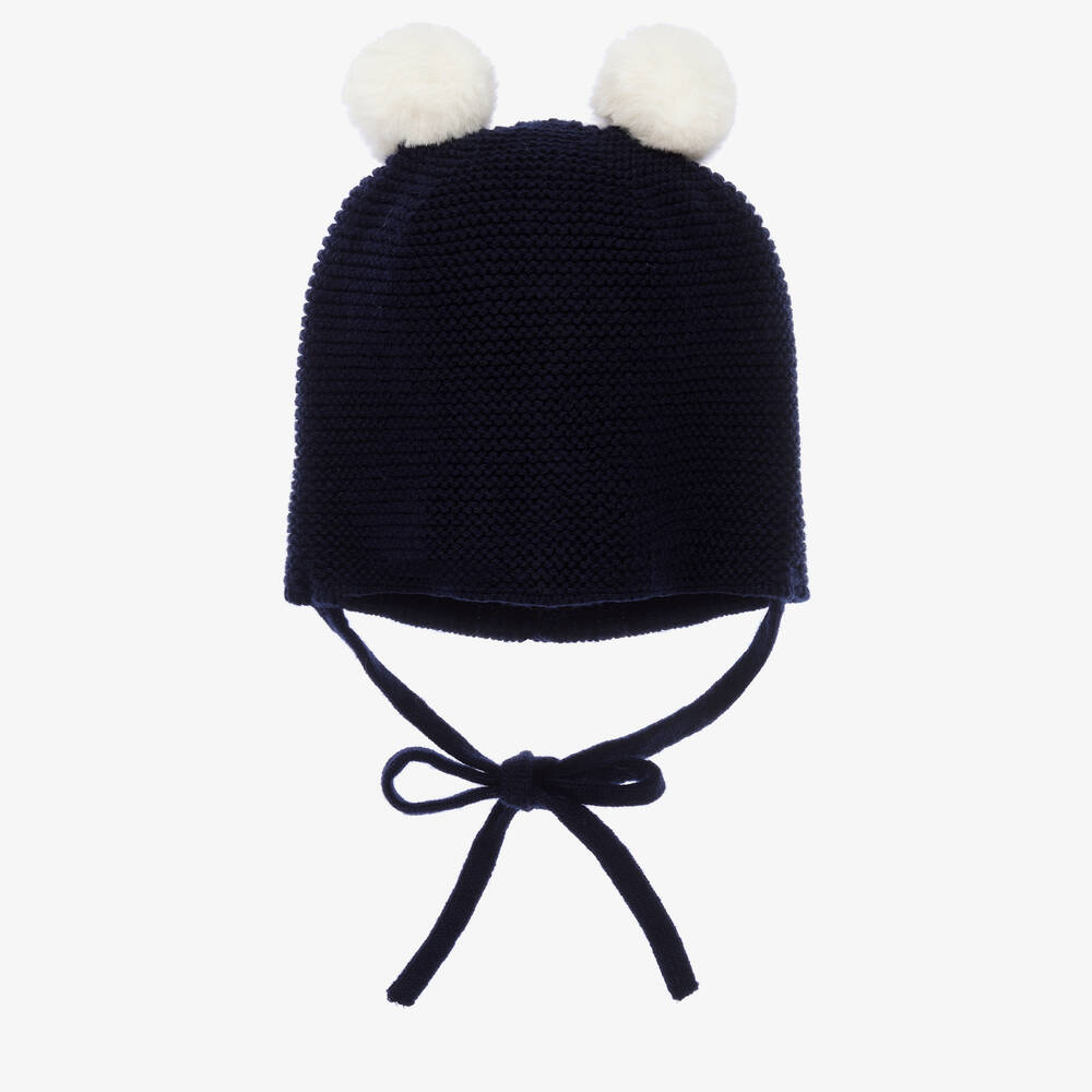 Paz Rodríguez - Blue Wool Knit Pom-Pom Hat | Childrensalon