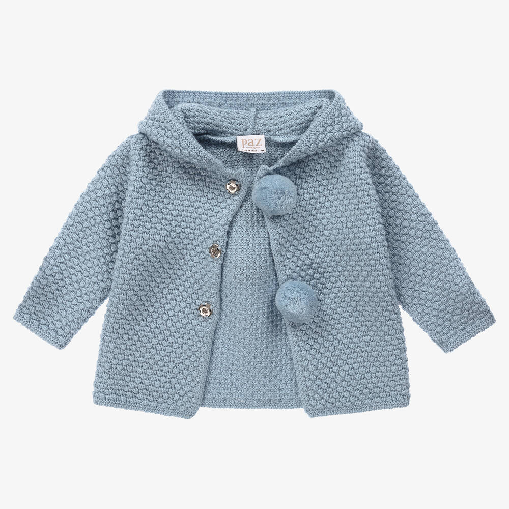 Paz Rodriguez Blue Wool Knit Pram Coat