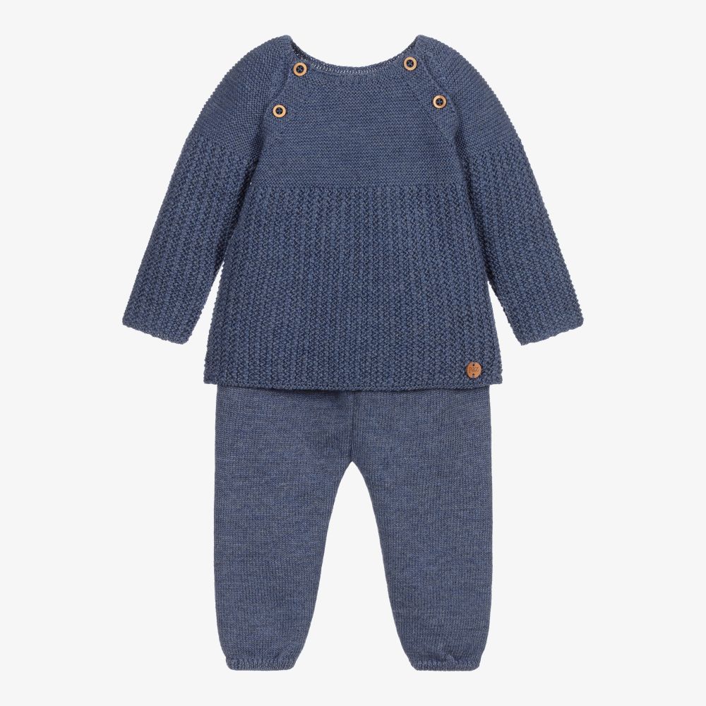 PAZ Rodríguez-Blue Wool Trouser Set | Childrensalon Outlet