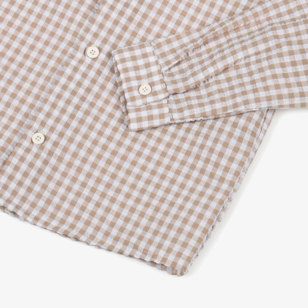 PAZ Rodríguez-قميص قطني بيج بنقشة مربعات للأولاد | Childrensalon Outlet