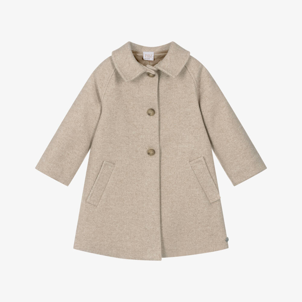 PAZ Rodríguez-Boys Beige Classic Collared Coat | Childrensalon Outlet