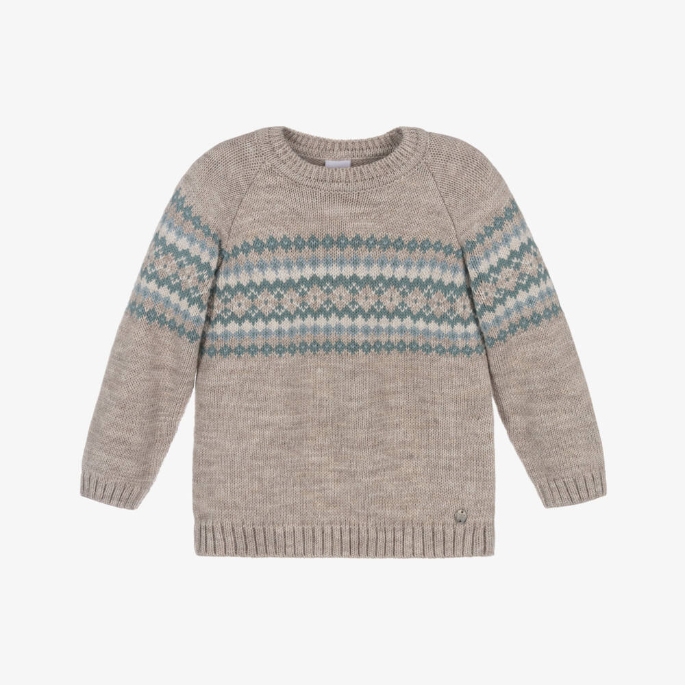 PAZ Rodríguez-Boys Beige Fairisle Knitwear | Childrensalon Outlet