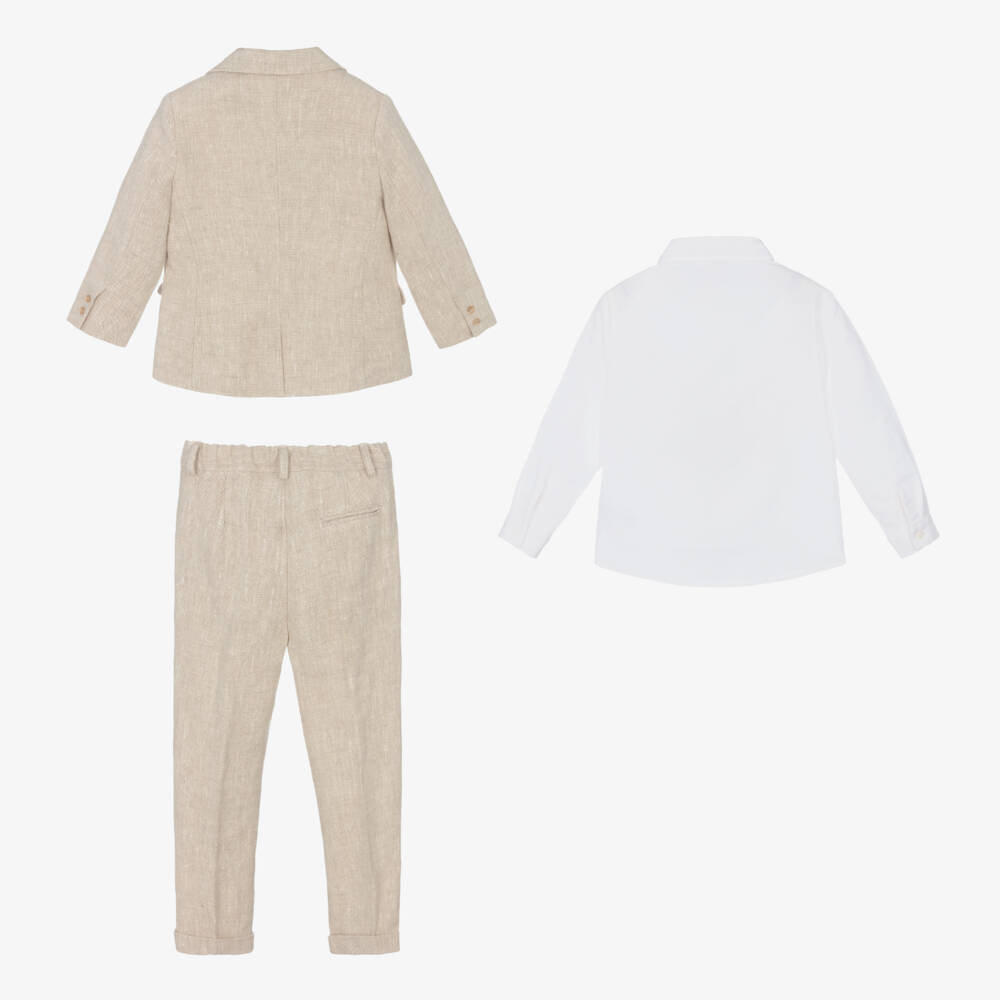 PAZ Rodríguez-Boys Beige Linen Suit | Childrensalon Outlet