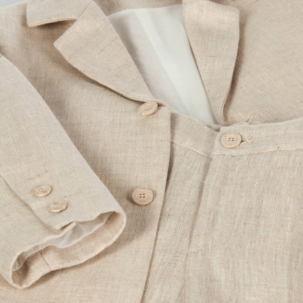 PAZ Rodríguez-Boys Beige Linen Suit | Childrensalon Outlet