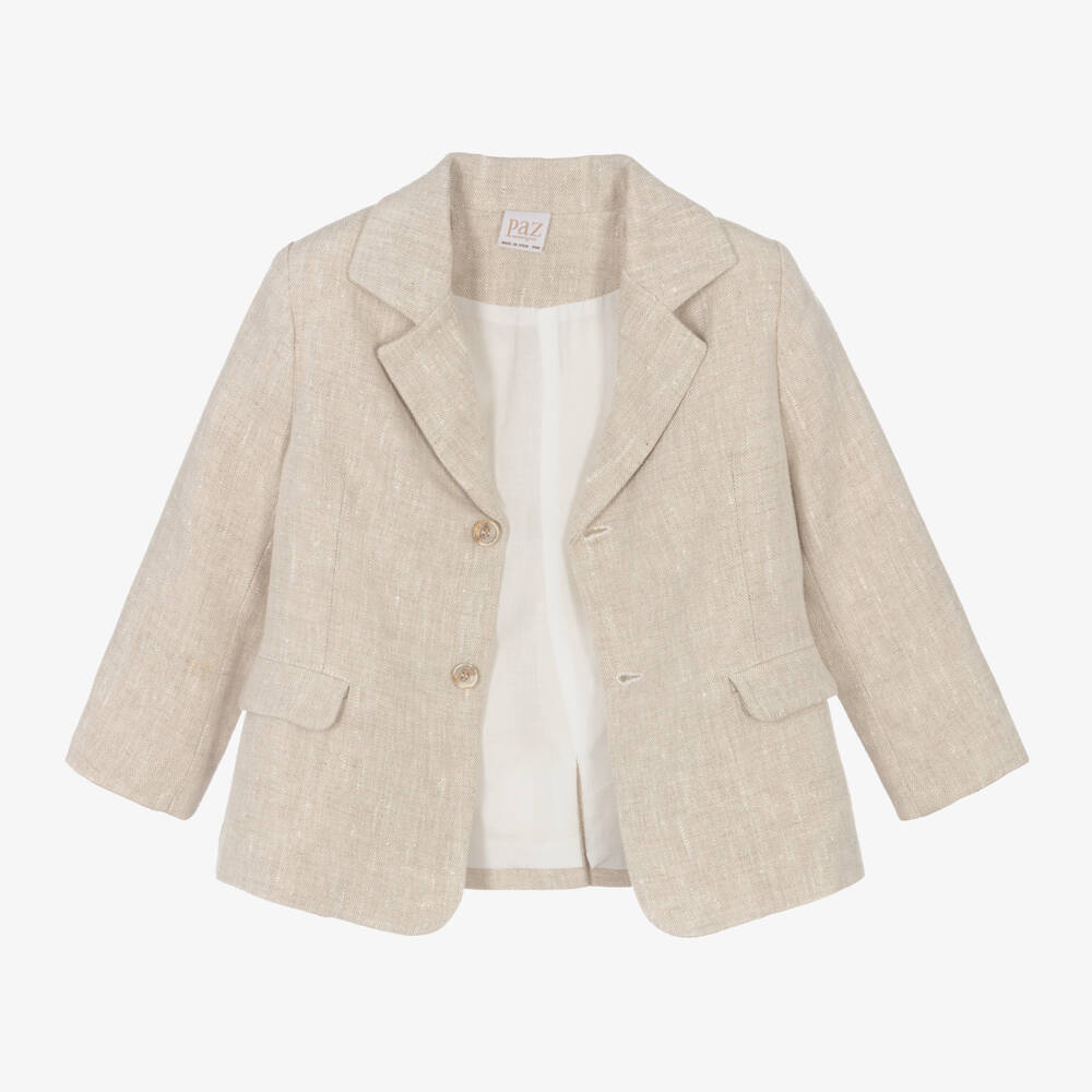 PAZ Rodríguez-Boys Beige Linen Suit | Childrensalon Outlet