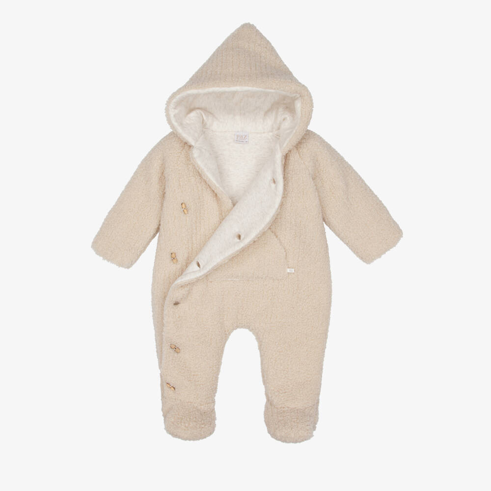 PAZ Rodríguez-Boys Beige Sherpa Fleece Pramsuit | Childrensalon Outlet
