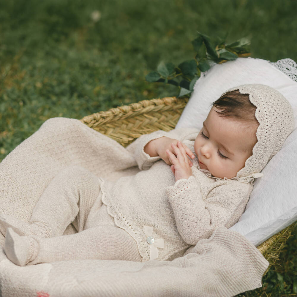 PAZ Rodríguez-Boys Beige Soft Knit Baby Outfit | Childrensalon Outlet