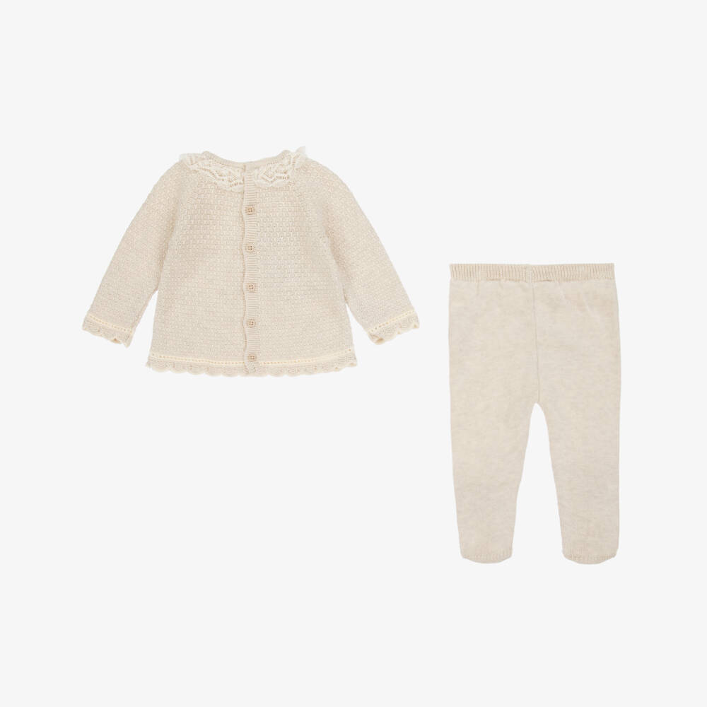 PAZ Rodríguez-Boys Beige Soft Knit Baby Outfit | Childrensalon Outlet