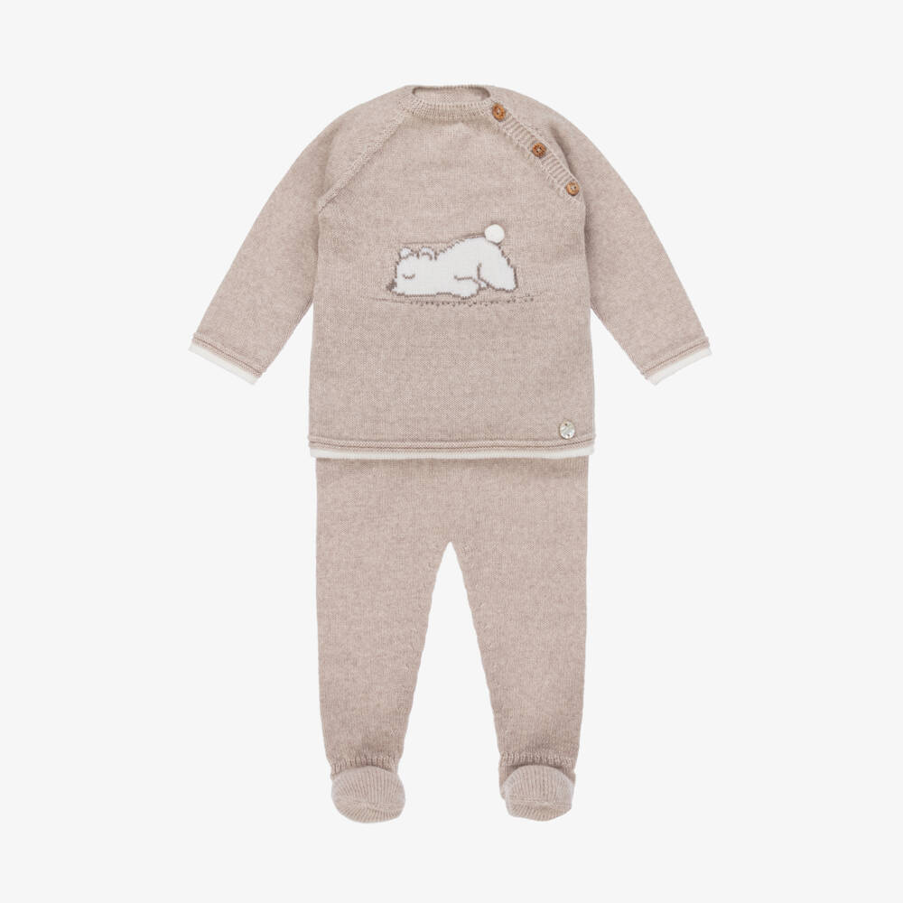 PAZ Rodríguez-Boys Beige Wool Bear Outfit | Childrensalon Outlet