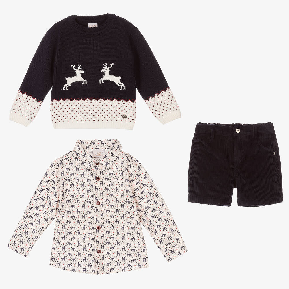 PAZ Rodríguez-Комплект из 3 предметов с синими шортами для мальчиков | Childrensalon Outlet