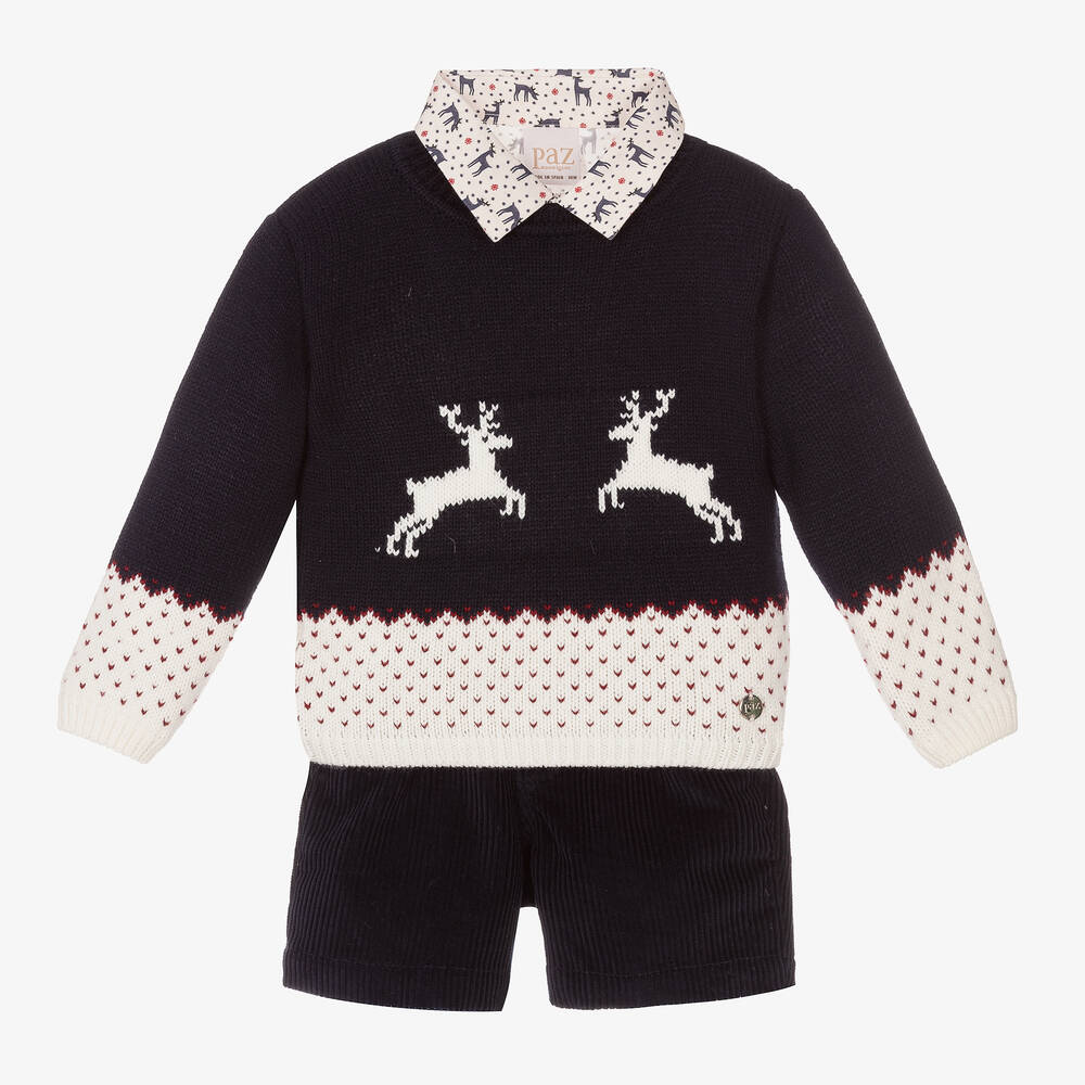 Paz Rodríguez - Boys Blue 3 Piece Shorts Set | Childrensalon