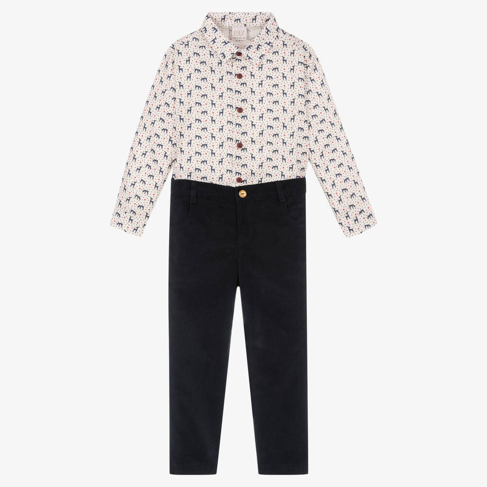 PAZ Rodríguez-Boys Blue & Beige Trouser Set | Childrensalon Outlet