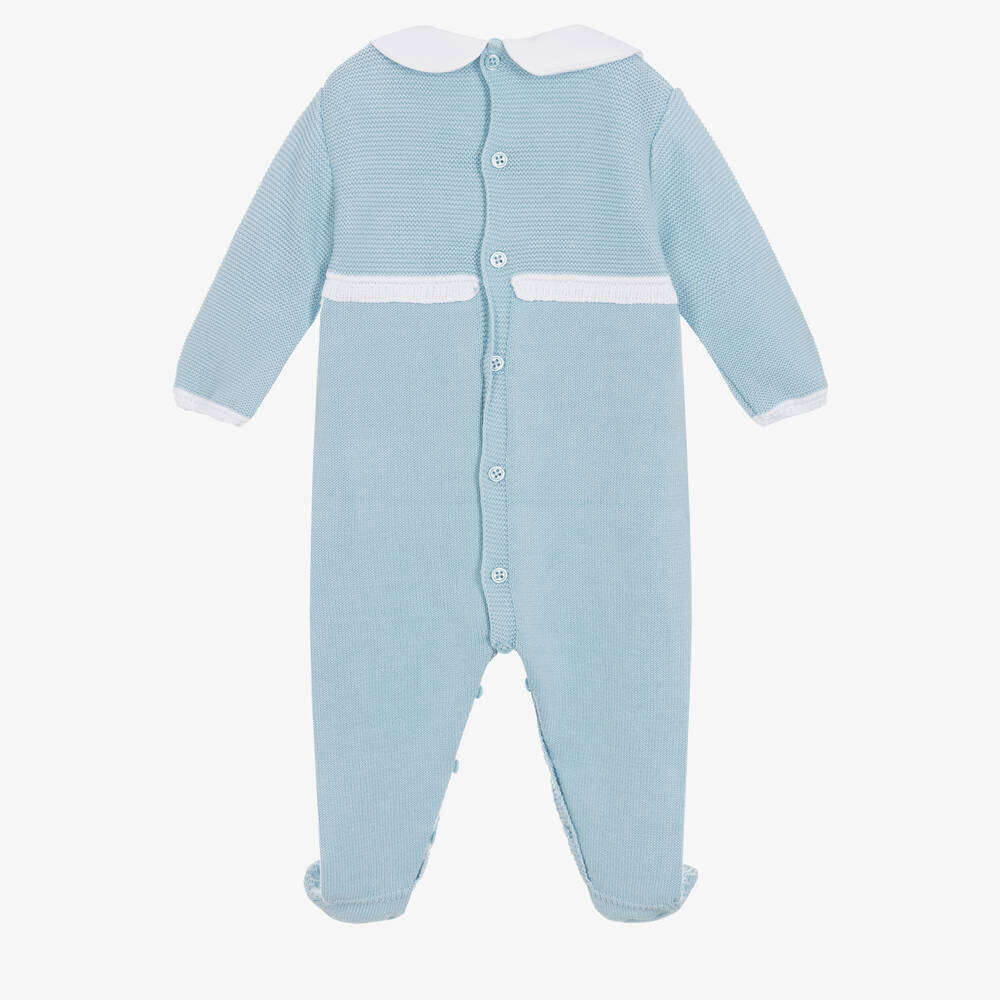 PAZ Rodríguez-Boys Blue Cotton Knit Babygrow | Childrensalon Outlet