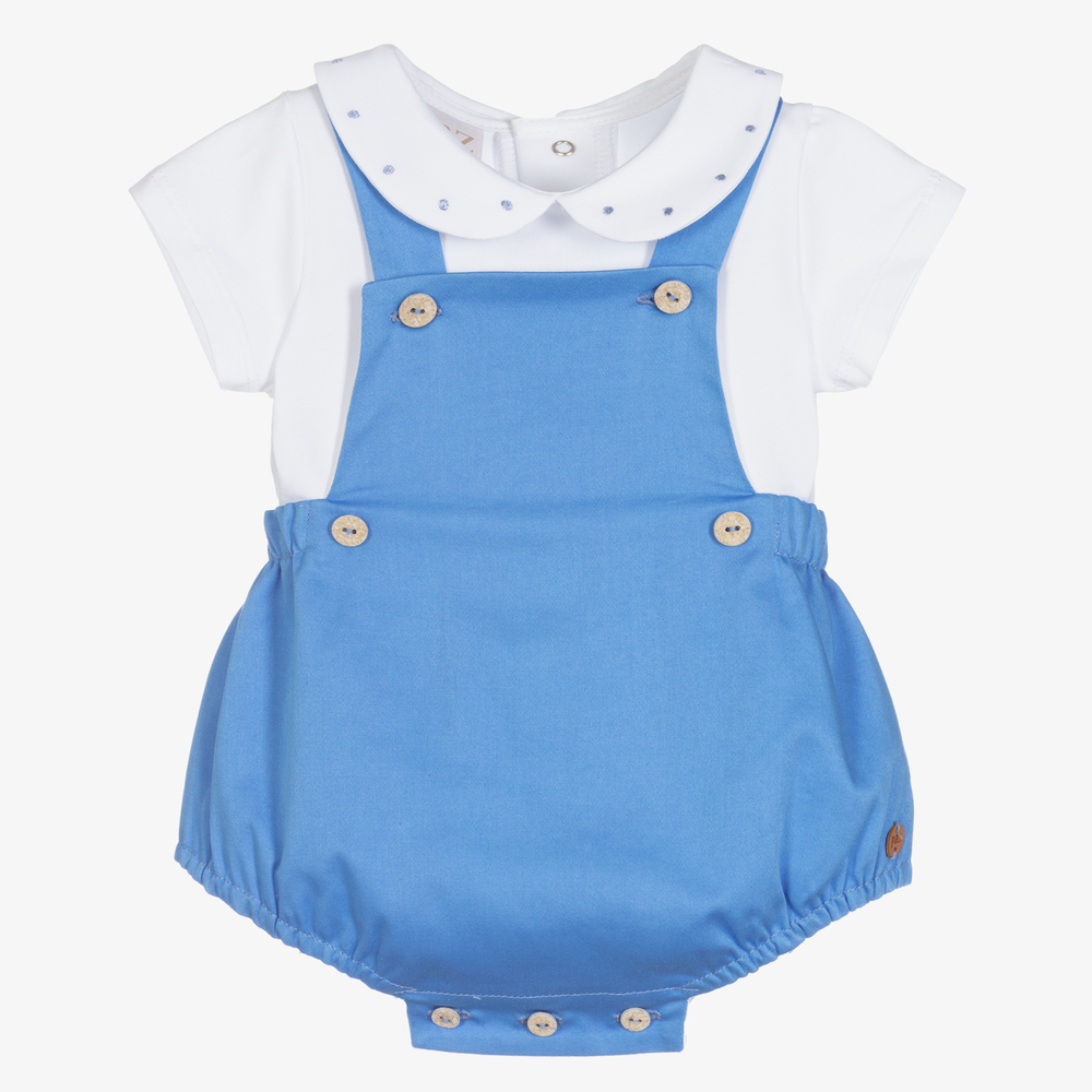 PAZ Rodríguez-Белый топ и синие шорты из хлопка для мальчиков | Childrensalon Outlet