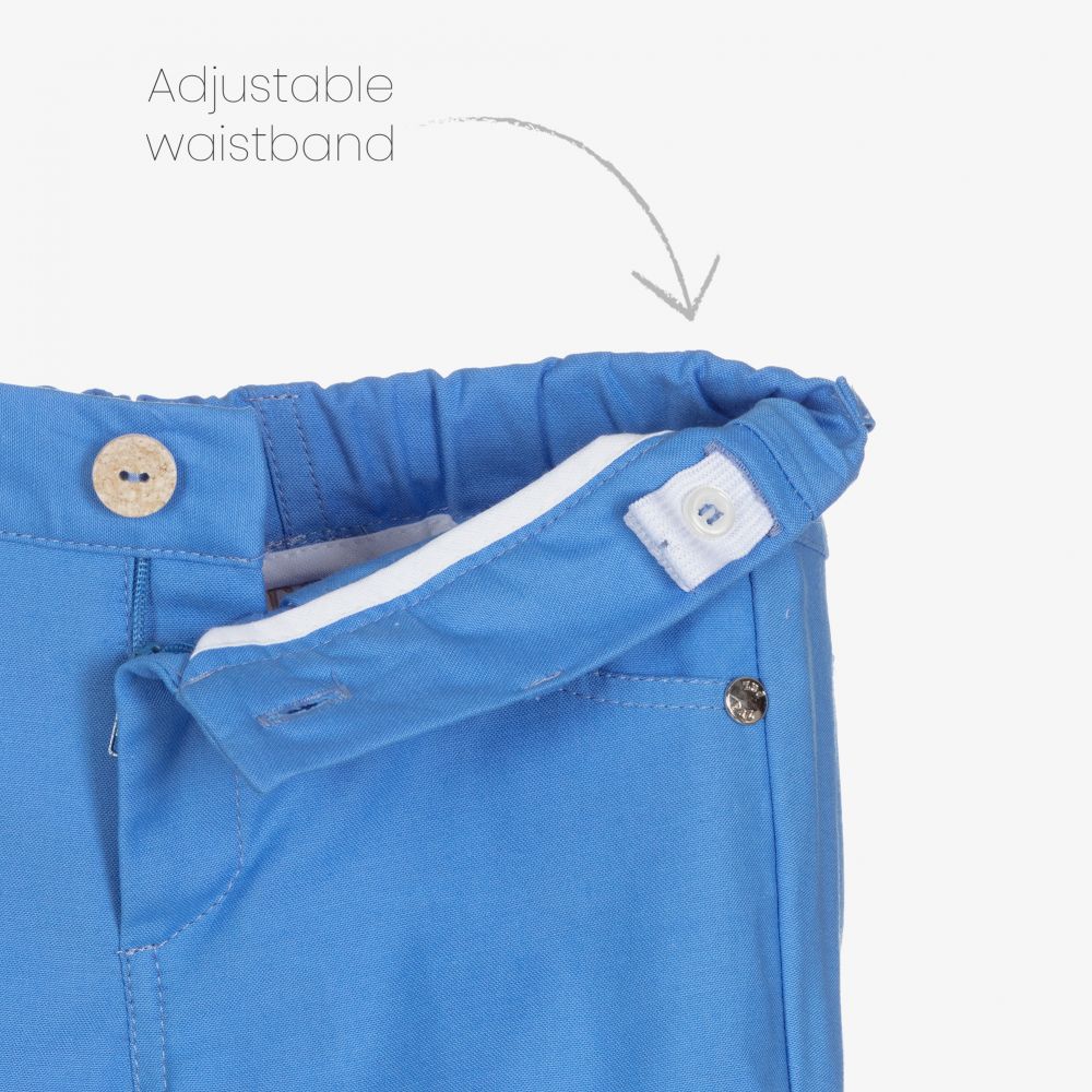 PAZ Rodríguez-طقم شورت أطفال ولادي مزيج قطن وكتان لون أزرق فاقع وعاجي | Childrensalon Outlet