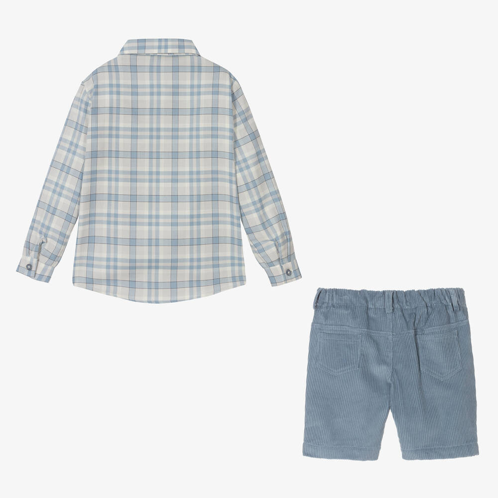 PAZ Rodríguez-Boys Blue Cotton Shorts Set | Childrensalon Outlet