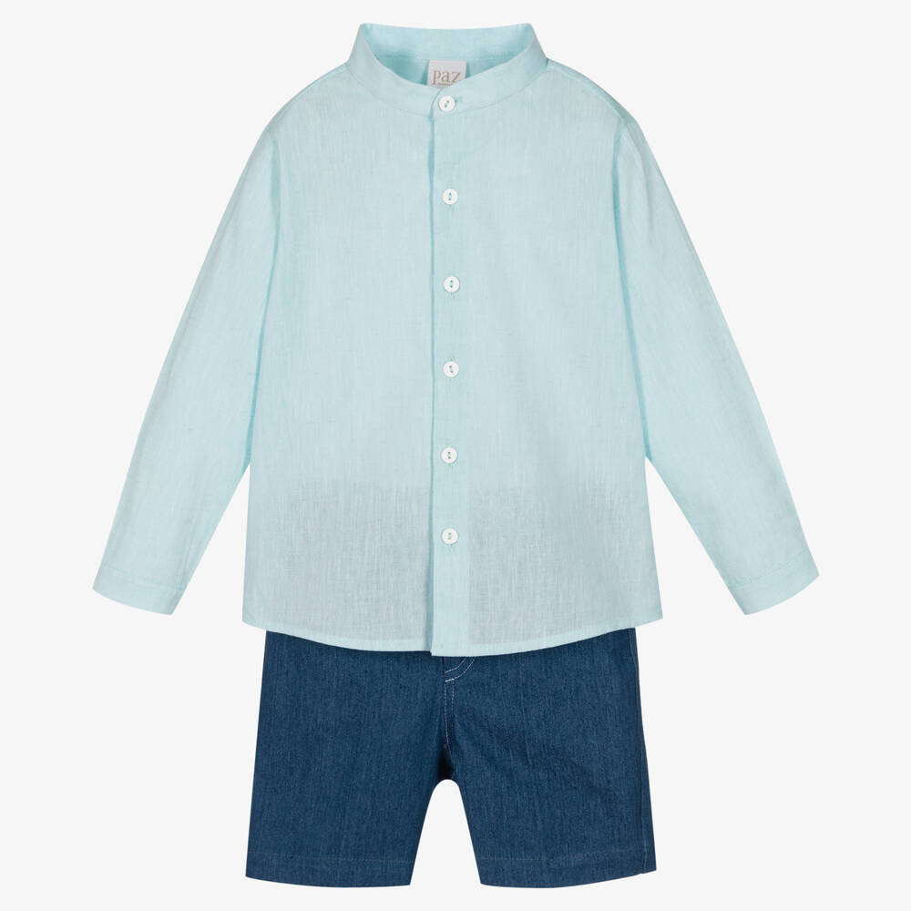 Paz Rodríguez - Голубая рубашка и синие шорты из хлопка | Childrensalon