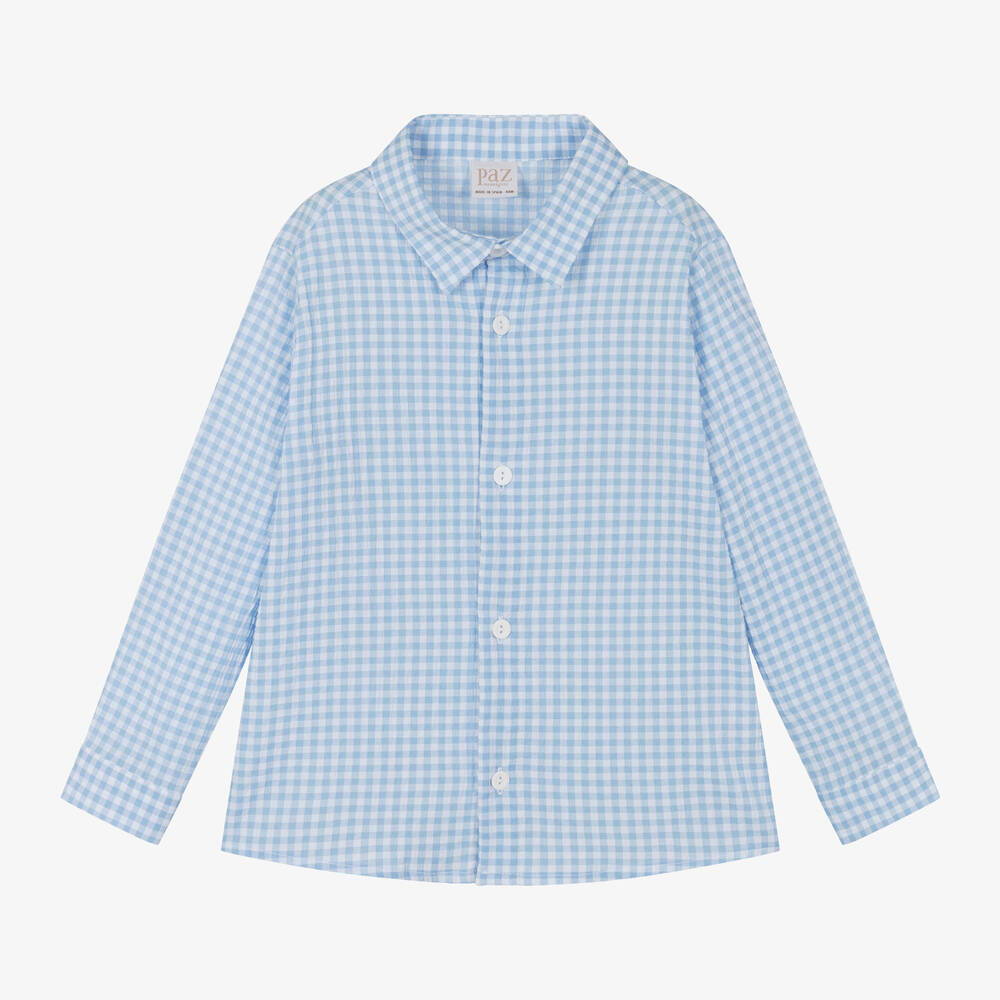 PAZ Rodríguez-Boys Blue Gingham Shirt & White Shorts Set | Childrensalon Outlet