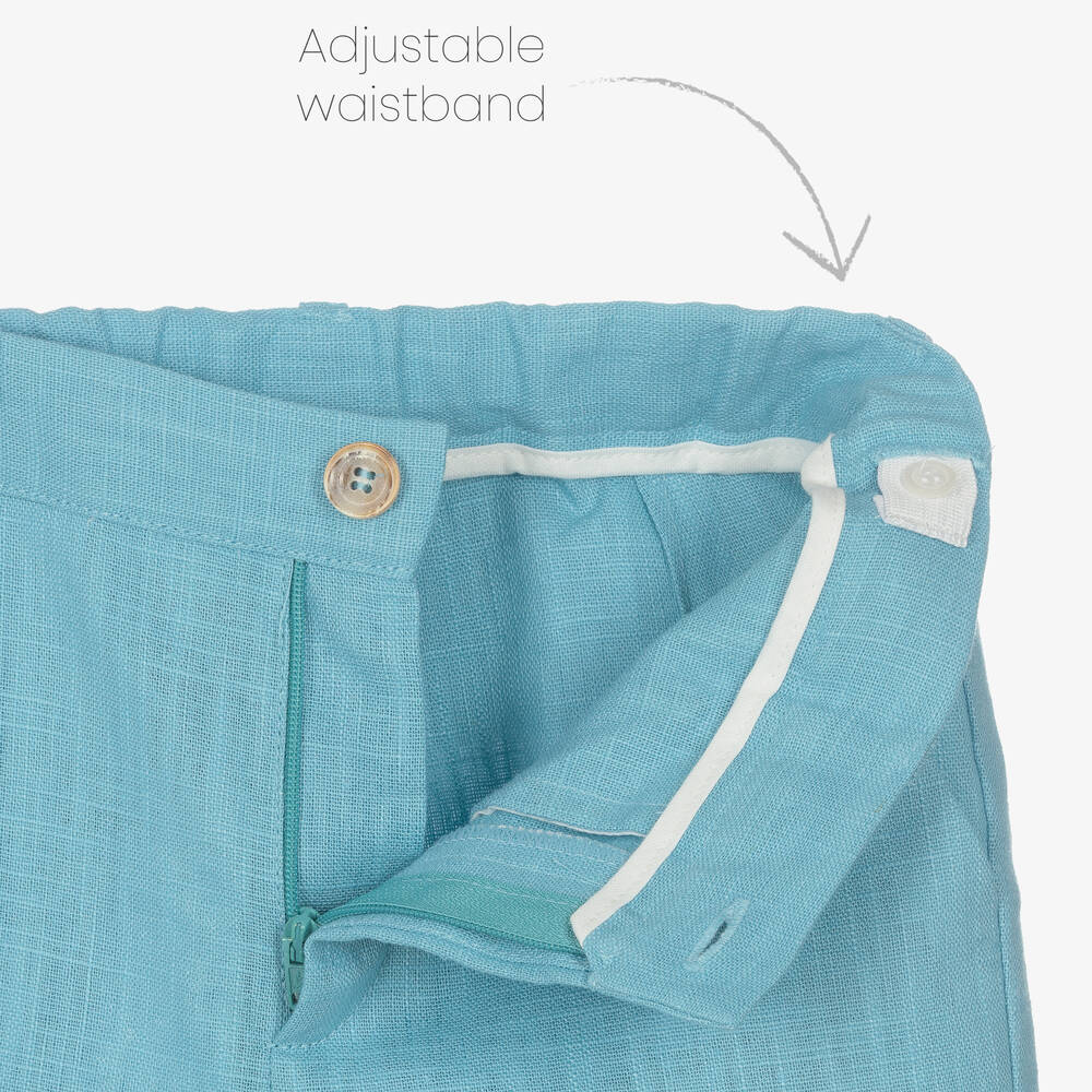 PAZ Rodríguez-Boys Blue & White Linen Shorts Set | Childrensalon Outlet