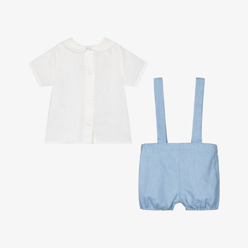 PAZ Rodríguez-Boys Blue & White Linen Shorts Set | Childrensalon Outlet