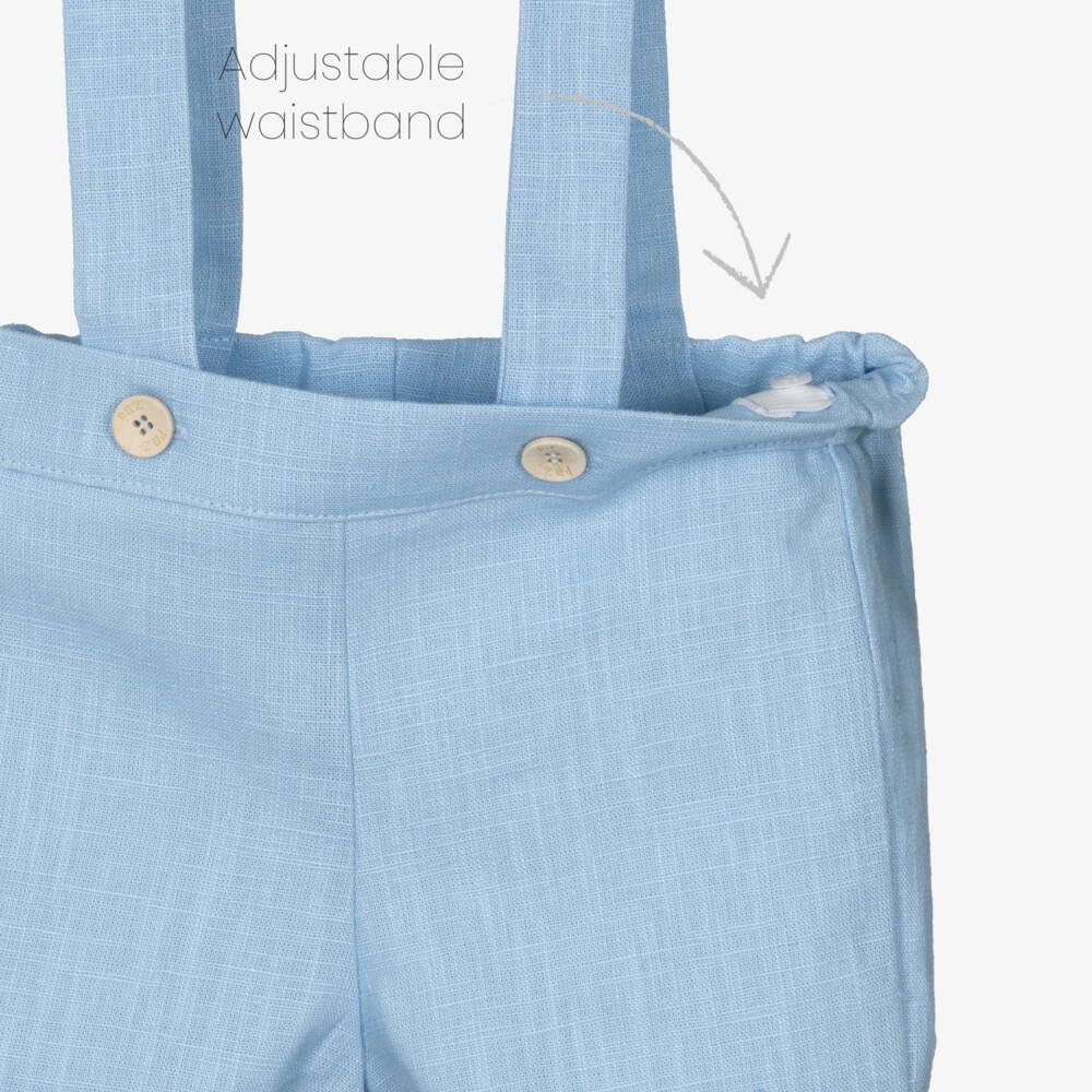 PAZ Rodríguez-Boys Blue & White Linen Shorts Set | Childrensalon Outlet