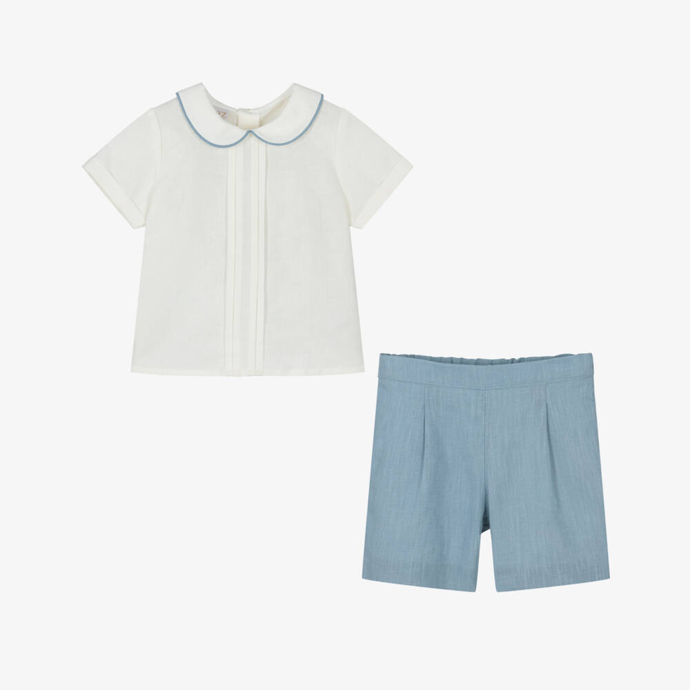 PAZ Rodríguez-Boys Classic Blue Linen Ensemble | Childrensalon Outlet