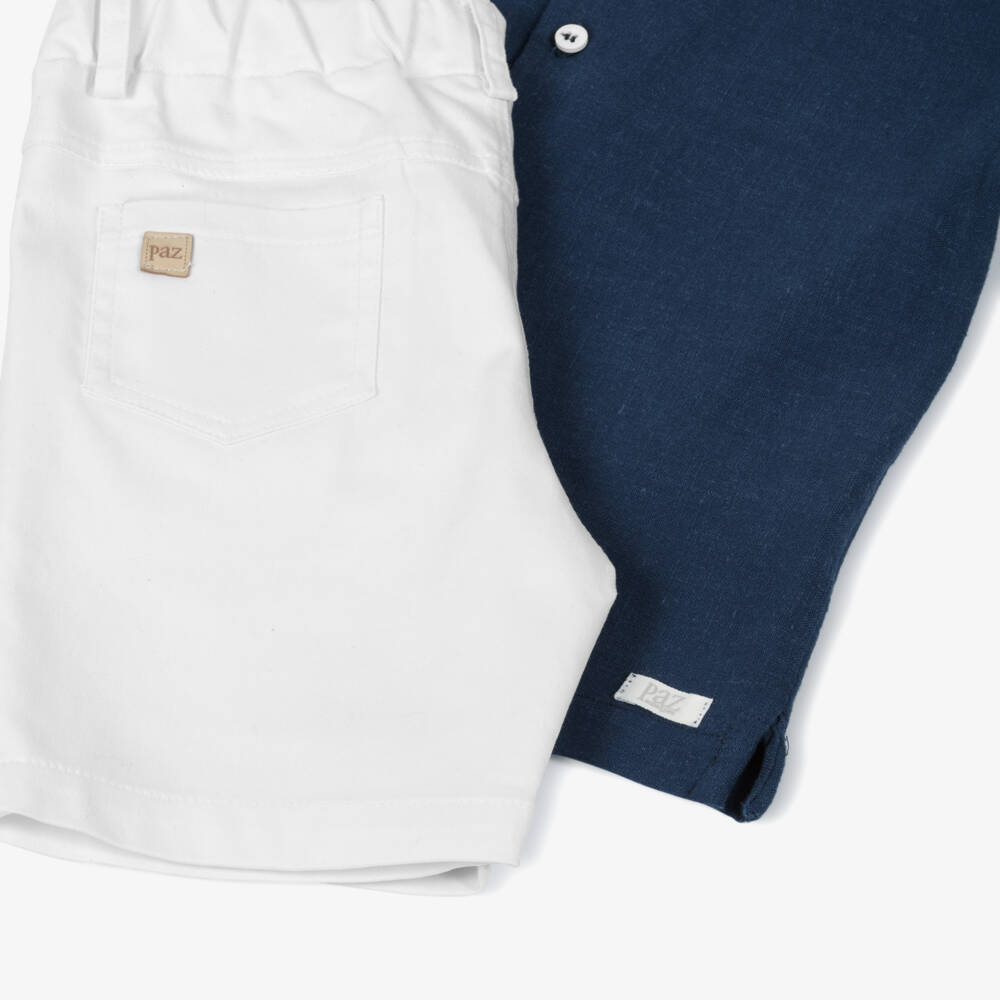 PAZ Rodríguez-طقم كلاسيكي أزرق وأبيض للأولاد | Childrensalon Outlet