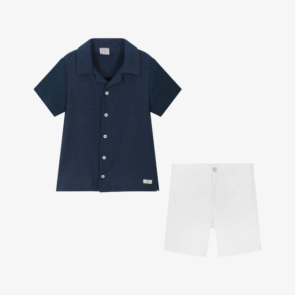 PAZ Rodríguez-طقم كلاسيكي أزرق وأبيض للأولاد | Childrensalon Outlet