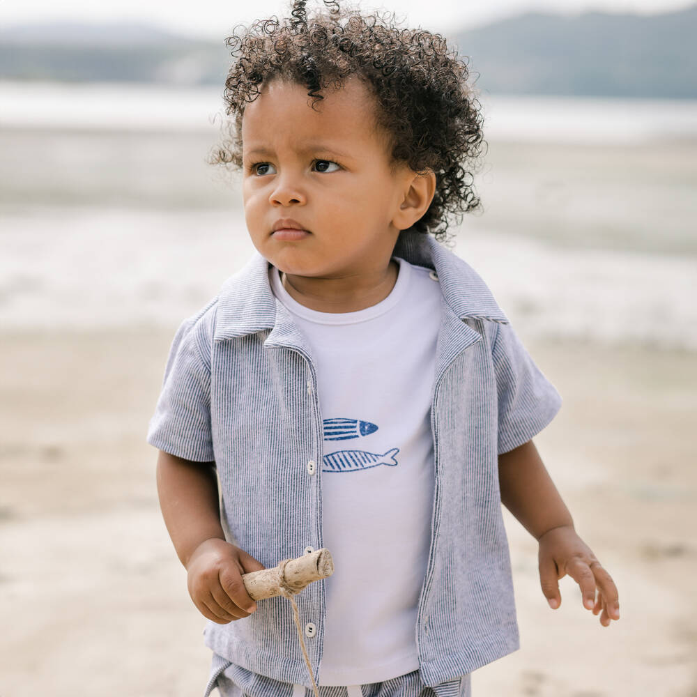 PAZ Rodríguez-طقم كلاسيكي مخطط باللون الأزرق الداكن للأولاد | Childrensalon Outlet