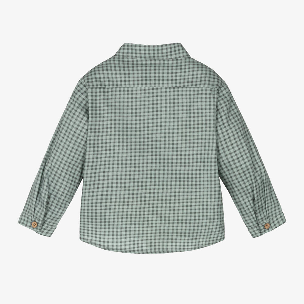 PAZ Rodríguez-قميص كاروهات قطن لون أخضر للأولاد | Childrensalon Outlet