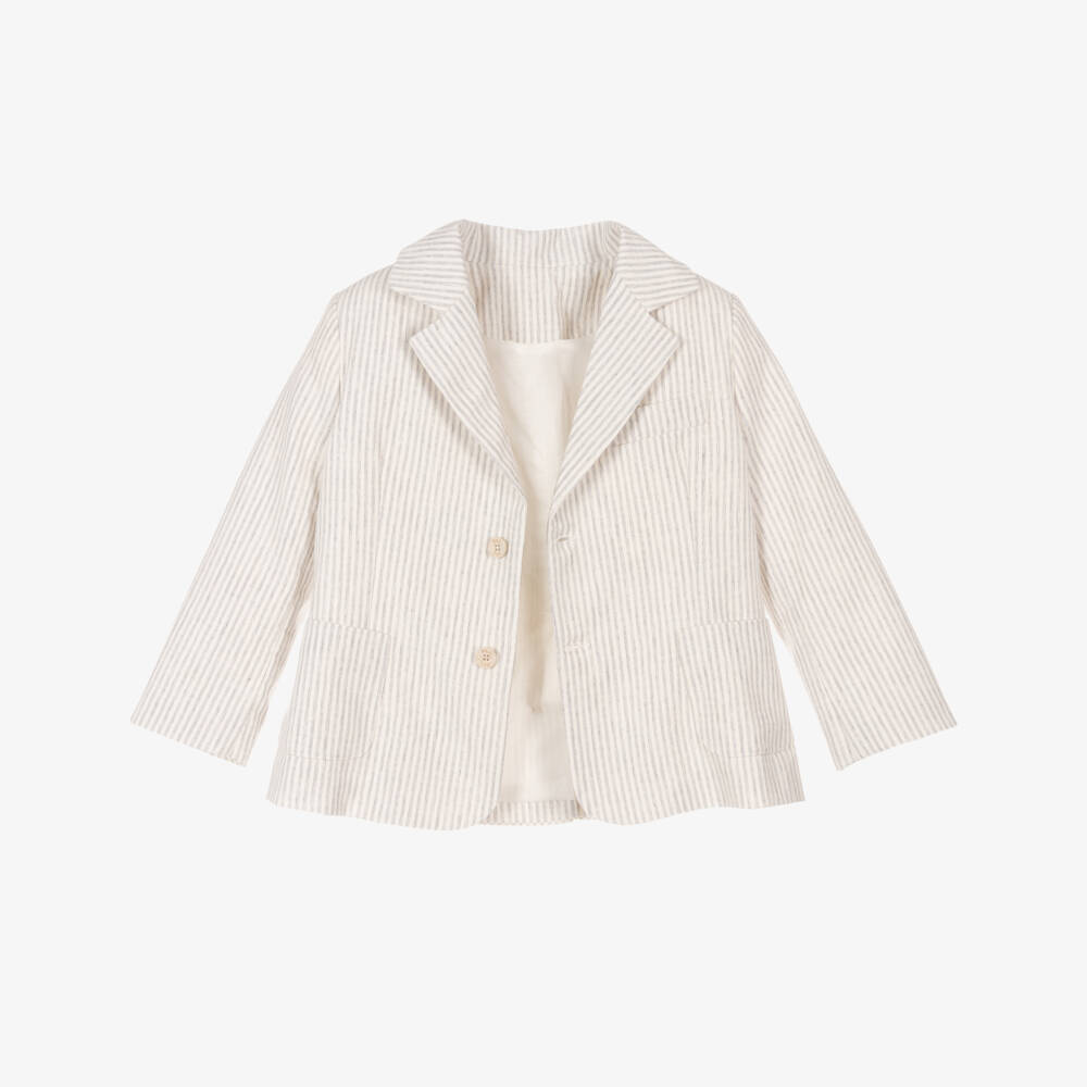 PAZ Rodríguez-Boys Cream & Ash Pinstripe Shorts Set | Childrensalon Outlet