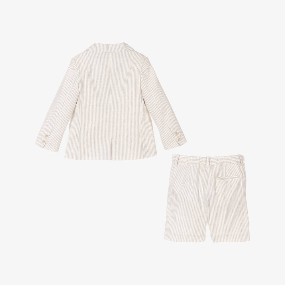 PAZ Rodríguez-Boys Cream & Ash Pinstripe Shorts Set | Childrensalon Outlet