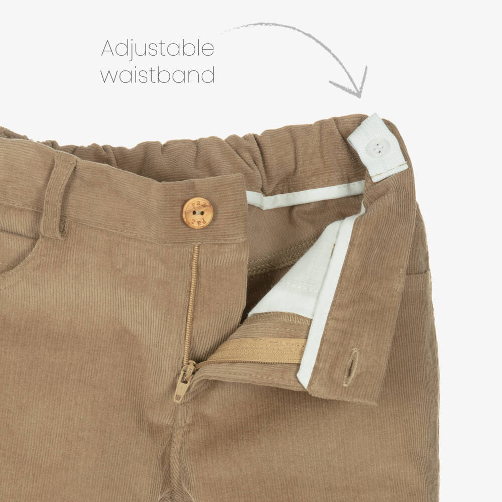 PAZ Rodríguez-Boys Dark Beige Needlecord Trousers | Childrensalon Outlet