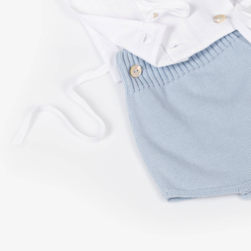 PAZ Rodríguez-Boys Elegant Blue & White Romper | Childrensalon Outlet