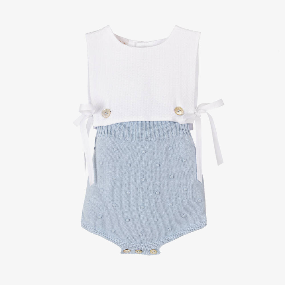 PAZ Rodríguez-Boys Elegant Blue & White Romper | Childrensalon Outlet