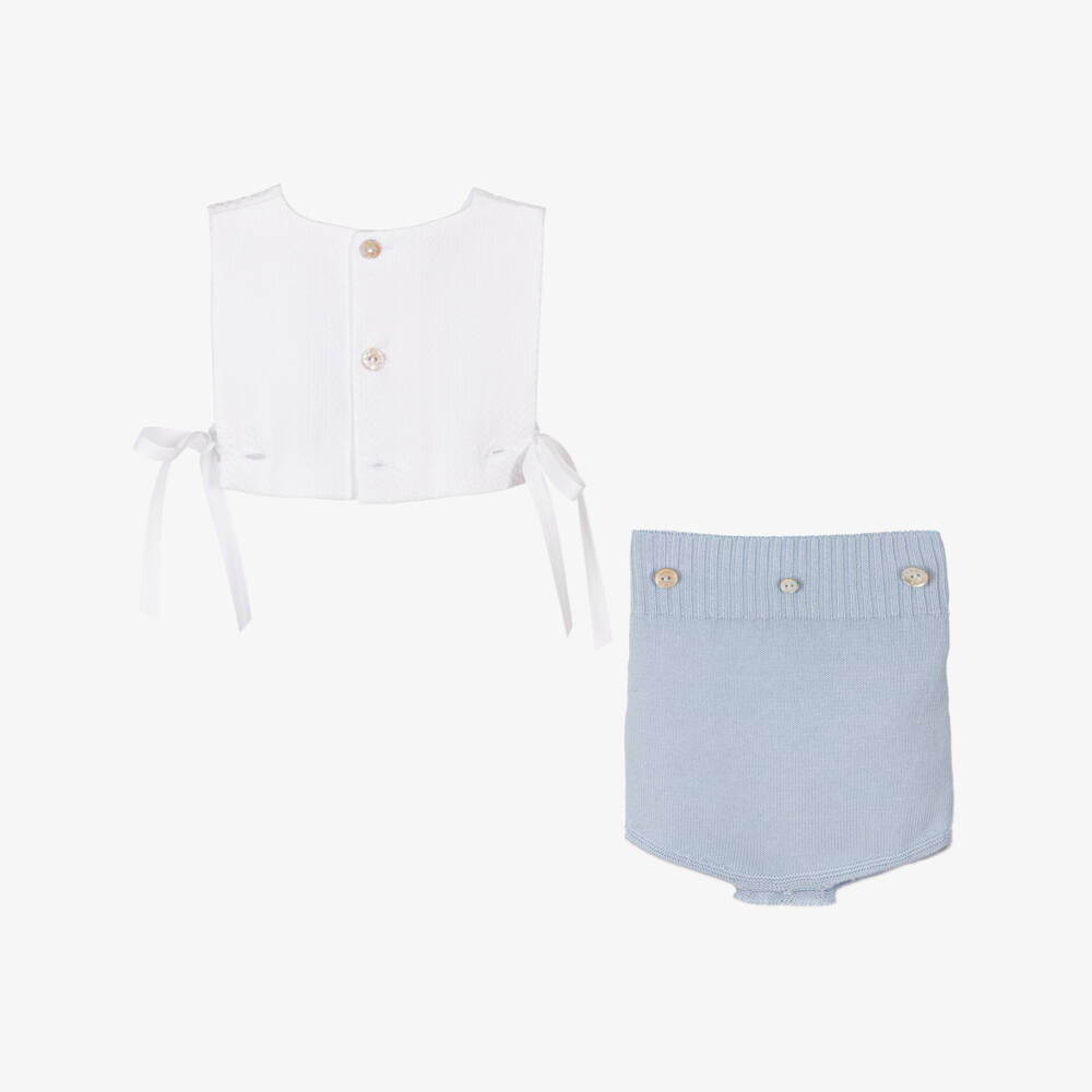 PAZ Rodríguez-Boys Elegant Blue & White Romper | Childrensalon Outlet