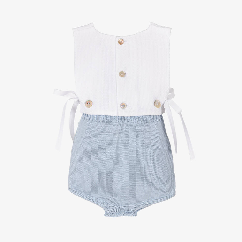 PAZ Rodríguez-Boys Elegant Blue & White Romper | Childrensalon Outlet
