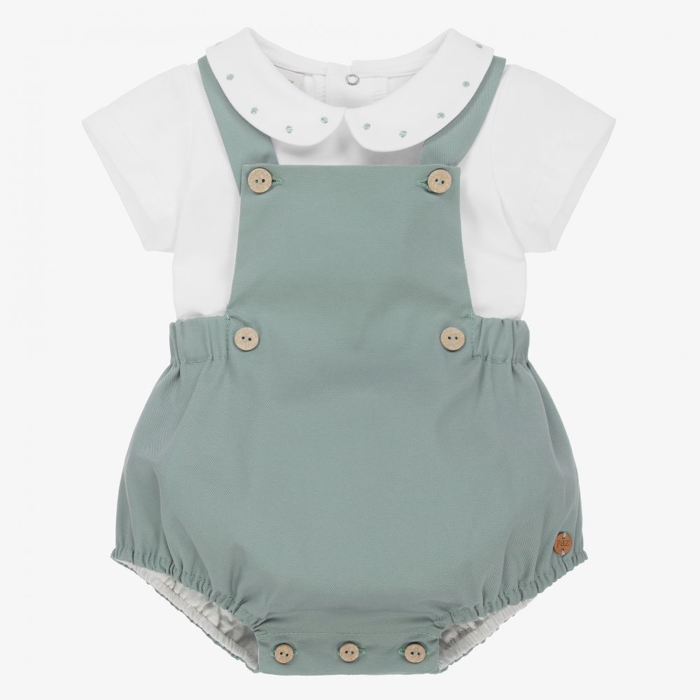 PAZ Rodríguez-Boys Green Cotton Shorts Set | Childrensalon Outlet