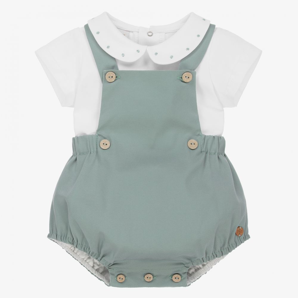 Paz Rodríguez - Boys Green Cotton Shorts Set | Childrensalon