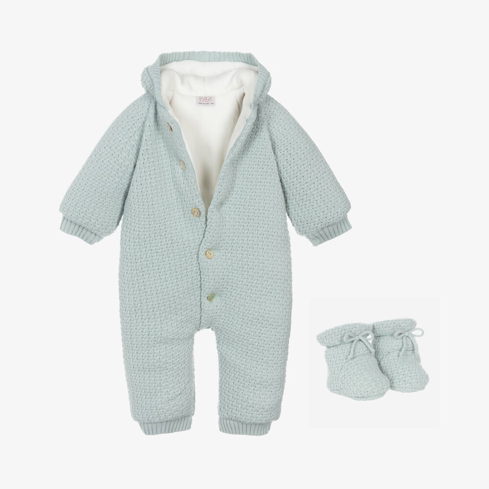 PAZ Rodríguez-Boys Green Knit Pramsuit Set | Childrensalon Outlet